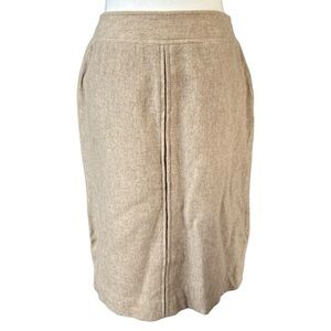 VTG Rena Rowan wool blend cream tan beige pencil skirt women 6 27” waist preppy